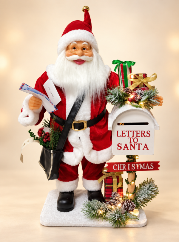 65cm_letterbox Musical Light-Up Santa with Mail Box – 65cm