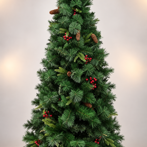 CSPD Slim Tree With Pe & PVC Leaves Decorated with Berries and Acorns