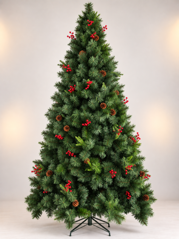 Slim Tree With Pe & PVC Leaves Decorated with Berries and Acorns