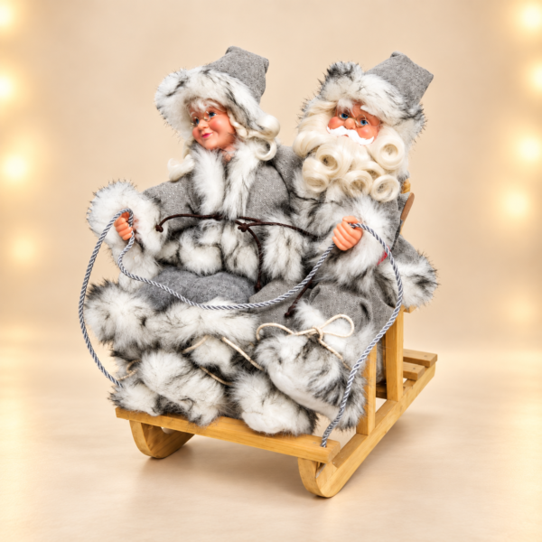 Animated Musical Santa & Mrs. Claus Sleigh Duo