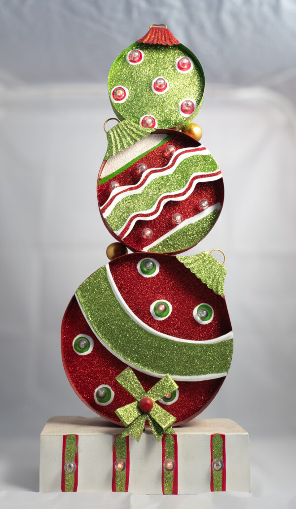 SLMETAL-BAUBLES LIGHT UP METAL DECORATIONS 63CM