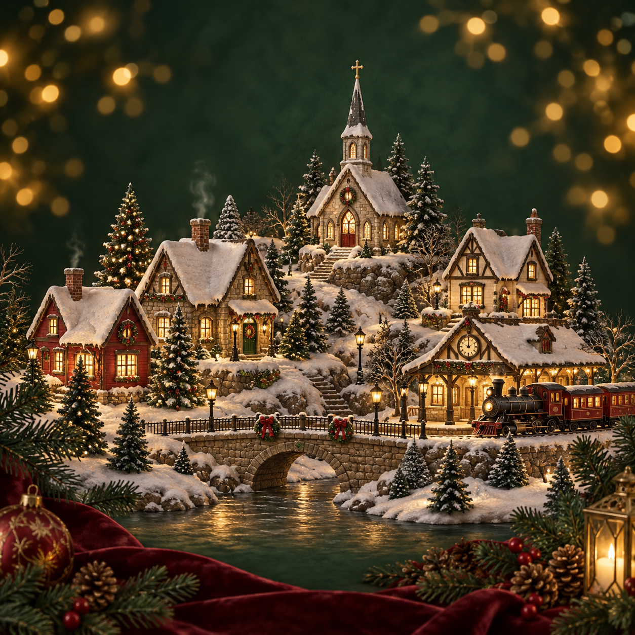 Christmas village illustration