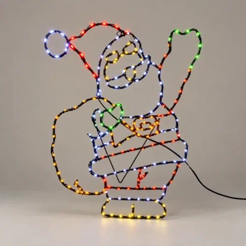 Animated Metal Santa Christmas Light – 65 cm, 222 Multicolour LEDs