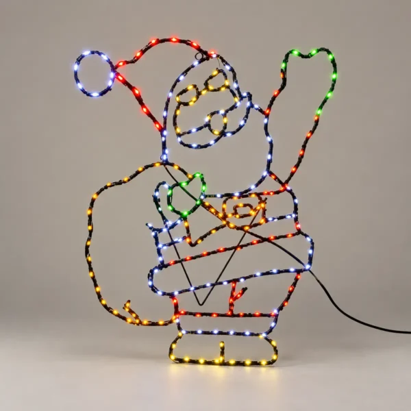 Animated Metal Santa Christmas Light – 65 cm, 222 Multicolour LEDs