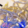Heavy-Duty IP44 Steady & Flashing Warm White Lights – 10m, White Cable