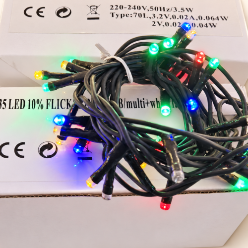 String lights on a warm-white backdrop-15 Steady & Flashing LED Christmas String Lights – 35 Bulbs