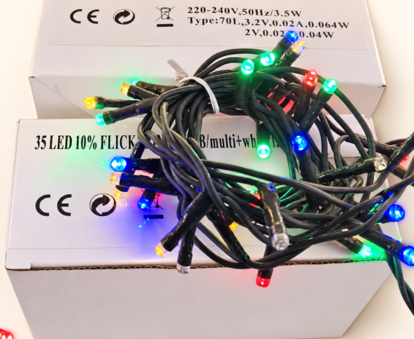 Steady & Flashing LED Christmas String Lights – 35 Bulbs