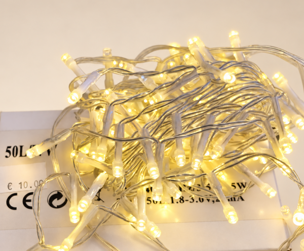 Warm White Flashing Christmas String Lights – 50 Bulbs