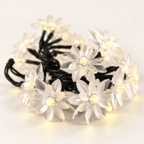 double-flower-christmas-lights Warm White Double-Flower LED Christmas Lights – 20 Bulbs
