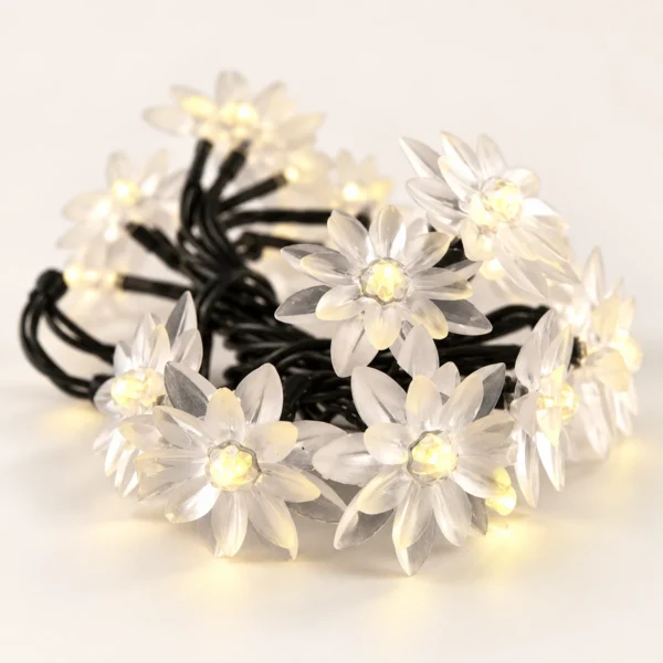 double-flower-christmas-lights Warm White Double-Flower LED Christmas Lights – 20 Bulbs