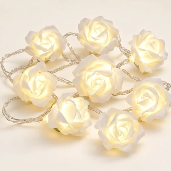 Warm White EVA Rose Christmas Lights – 20 Bulbs