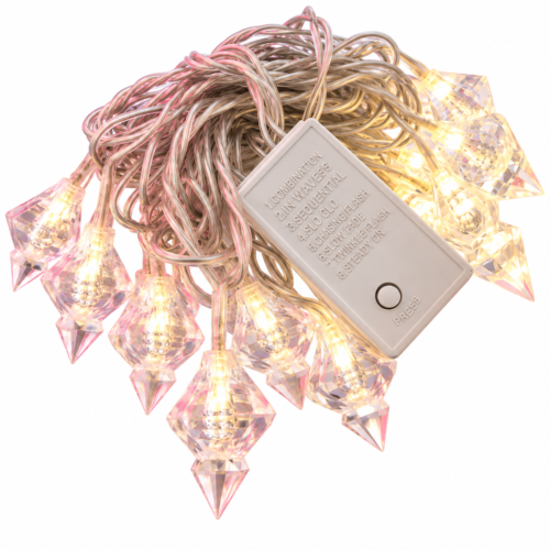 Diamond-Shade LED Christmas Lights – 20 Bulbs